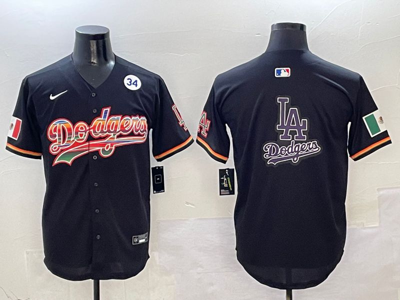 Men Los Angeles Dodgers Blank Black rainbow Nike 2025 MLB Jersey style 22